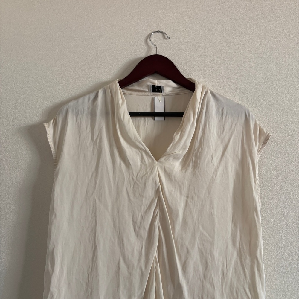 Women’s Tailleur 100% Silk Cap Sleeve Blouse in Cream Off White Natural‎ Fibers